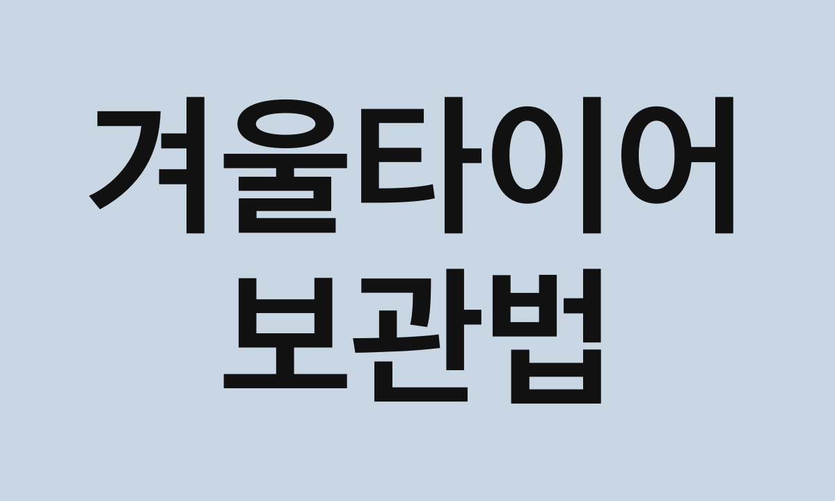 겨울타이어 · 보관법